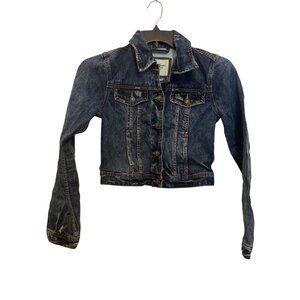 Abercrombie & Fitch Girls Cropped Denim Jacket Distressed Button-Up Retro Style